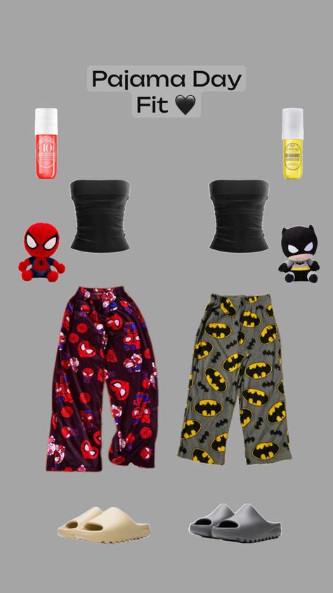 #school #pajamaday #spiderman #batman #outfit Pajama Day At School, Batman Outfits, Pajama Day, Downtown Outfits, Spider Girl, Pj Pants, Cute Everyday Outfits, Mens Pajamas, Girls Pajamas