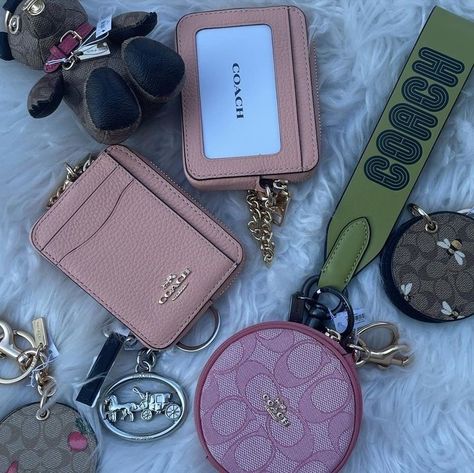 Cute Key Lanyard, Wallet With Keychain, Wallet Keychain Ideas, Dainty Keychain, Car Keys Aesthetic, Car Keychain Ideas, Everyday Bag Essentials, What's In My Purse, Inside My Bag