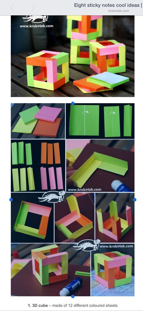 From stcky notes plus glue. Classe D'art, Cool Crafts, Folding Origami, 3d Cube, Notes Art, 3d Origami, Math Art, Collaborative Art, School Art Projects