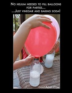 How-To Fill balloons without an air pump, or without helium can. Just need vinegar, baking soda, and a bottle with a nozzle.  ***** Referenced by 1 Dollar Web Hosting  (WHW1.com): WebSite Hosting - Affordable, Reliable, Fast, Easy, Advanced, and Complete.© Filling Balloons, Vinegar And Baking Soda, Floating Balloons, Blowing Up Balloons, Baking Soda Vinegar, Balloon Diy, Helium Balloons, Balloon Bouquet, Crafty Stuff