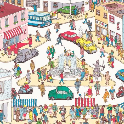 ¡busca a Wally! Where's Waldo Pictures, Ou Est Charlie, Wheres Wally, Wheres Waldo, Brain Gym, Pond Life, Hidden Pictures, Holiday Village, Photo Wall Collage