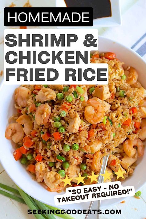 Shrimp And Crab Fried Rice, Chicken And Shrimp Fried Rice, Chinese Shrimp Fried Rice, Shrimp And Chicken, Shrimp Fried Rice Recipe, Healthy Asian Recipes, Chicken Fried Rice Recipe, Shrimp Fried Rice, Soy Recipes