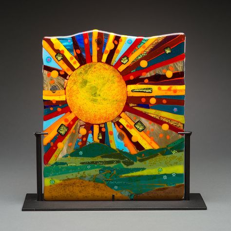 Randie silverstein Fused Glass: Gallery Fused Glass Panel, زجاج ملون, Origami Lamp, Fused Glass Wall Art, Glass Fusion Ideas, Kiln Formed Glass, Fused Glass Artwork, Glass Fusing Projects, Glass Art Projects