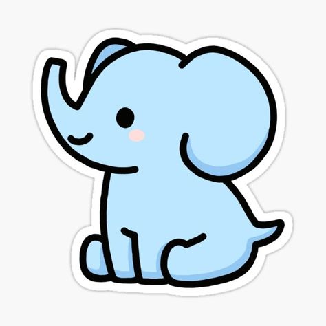 "Elephant" Sticker by littlemandyart | Redbubble Cute Drawings Kawaii Easy, Single Stickers Aesthetic, Drawing Ideas For Stickers, Littlemandyart Sticker, Elephant Cute Drawing, Cute Stickers To Draw, Cute Stickers Drawings, Stickers Drawing Ideas, Cute Sticker Drawing