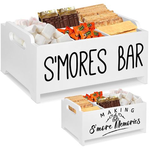 PRICES MAY VARY. 【Stylish Smores Caddy With Handles】Looking for a beautiful and convenient smores station box to enjoy fun in outdoor activities with your family or friends? Look no further than our smores kit for fire pit! The elegant shape not only makes this smores tray beautiful, but also makes it stackable allowing you to maximize your storage space. The handles of smores bar organizer make it easy to carry to your fire pit or other outdoor gathering place, so don't worry about multiple ite Fire Pit Smores, Smore Kit, Smores Tray, Smores Caddy, S'mores Tray, S'mores Box, Smores Kit, Smores Station, Smores Maker