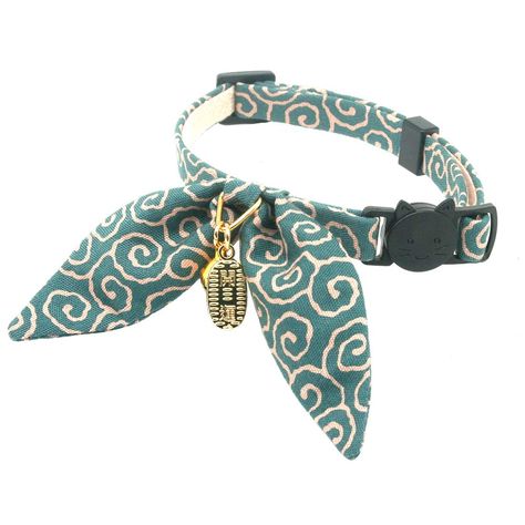 PetSoKoo Cute Bunny Ears Bowtie Cat Collar with Bell, Ancient Arabesque Print, Japan Lucky       Charm. Safety Breakaway, Sof Collar With Bell, Kitten Collar, Boy Cat, Kitten Collars, Cat Bow Tie, Bow Tie Collar, Baby Kittens, Rabbit Ears, Cat Collar