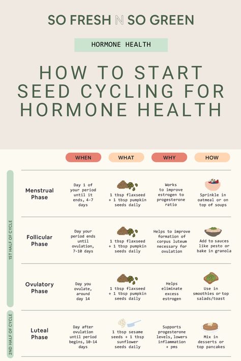 Hormone Cycling Diet, Period Cycle Food Chart, Hormone Balancing Shopping List, Seed Cycling Chart, Foods Good For Hormone Balance, Hormone Friendly Foods, Hormone Cycle Diet, Food Based On Menstrual Cycle, Seed And Oil Cycling