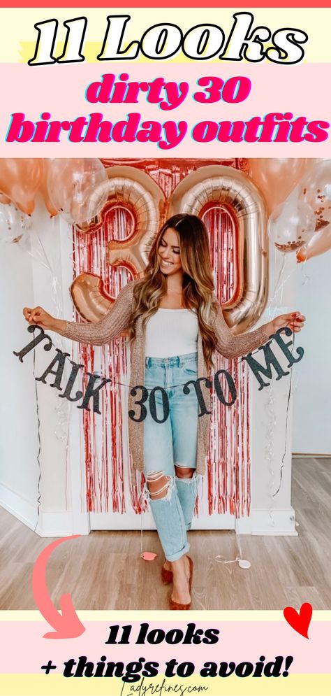 Outfit Ideas Bday Party, What To Wear To A 30th Birthday Party, 30 Bday Outfit Ideas, 30th Birthday Party Outfit For Women, Outfit For 30th Birthday Party, Theme For 30th Birthday For Women, Dirty Thirty Outfit Ideas, 30th Outfit Ideas For Women, 30th Birthday Outfit Ideas For Women Summer