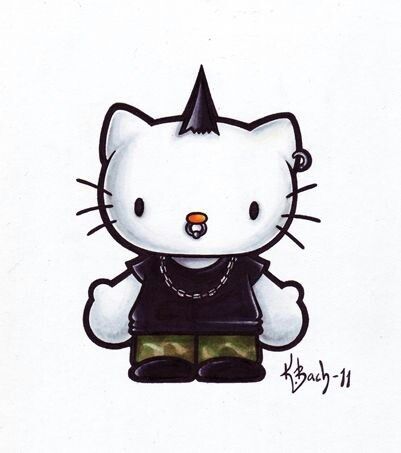 Hard core rock and roll Hello Kitty| goth Hello Kitty| gothic| punk| emo Pilot Drawing, Draw Hello Kitty, Goodbye Kitty, Hello Kitty Socks, Dear Daniel, Drawing Pens, Funny Old People, Kitty Pics, Bad Kitty