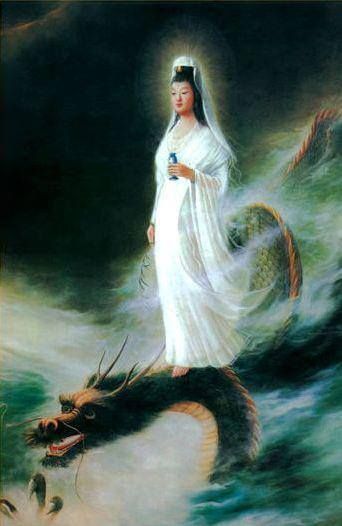 The Goddess Kuan Yin rides a dragon . . . powerful symbol of the Kundalini energy Guanyin Goddesses, Bodhisattva Guanyin, Buddha Tattoos, Goddess Of Mercy, Goddess Sculpture, Quan Yin, Kuan Yin, Kwan Yin, Divine Mother