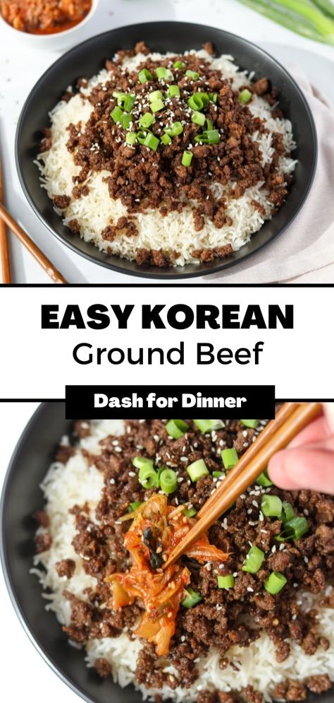 This easy recipe for Korean Beef and Rice Bowls is perfect for easy weeknight dinners, meal prep, and more! This healthy dinner recipe is super versatile, and includes easy swaps for making it work for whatever dietary needs you have (low carb, gluten-free, high protein, and more). One of the best and easiest ground beef recipes for dinner! Easy Korean Beef Recipe, Korean Beef And Rice, Korean Beef Recipe, Easy Korean Beef, Korean Beef Recipes, Korean Ground Beef, Low Sugar Diet Recipes, Easy Swaps, High Protein Dinner