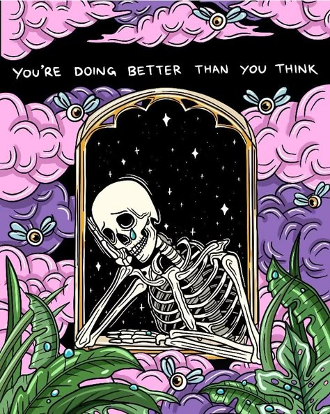 Arte Hippy, Doing Better, Skeleton Art, Spiritual Art, Wall Collage, Aesthetic Art, Art Inspo, Cute Art, Skeleton