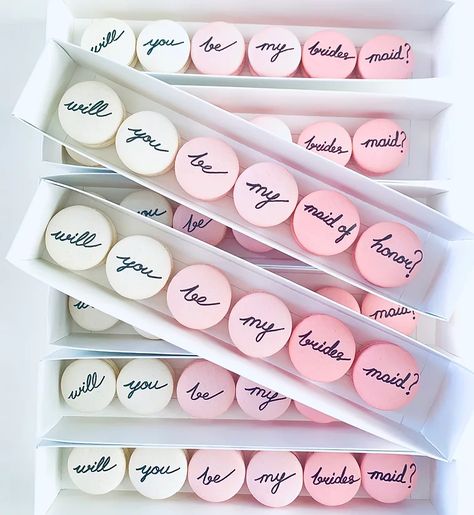 Carousel Macarons | Wedding & Events | Atlanta Georgia Wedding Favor Macarons, Macaroons Gift Ideas, Bridesmaid Proposal Macarons, Bachelorette Macarons, Macaron Display Wedding, Macaron Designs Decoration, Macaron Favors Wedding, Bridesmaid Macarons, Macaron Boxes Packaging