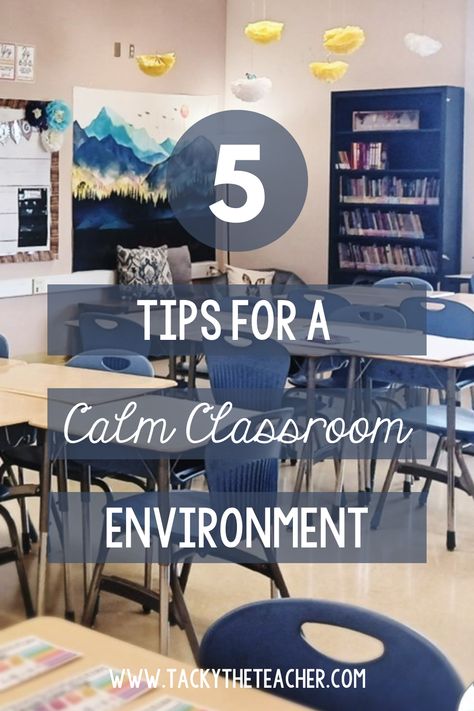 5-tips-for-a-calm-classroom-environment Eric Carle Classroom Theme, Classroom Decor Calming, Elementary Classroom Themes, Calm Classroom, Classroom Makeover, Classroom Rug, Elementary Classroom Decor, Classroom Decor Themes, 3rd Grade Classroom