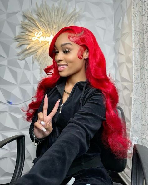 ˚୨୧⋆ @bella2angel Red Weave Hairstyles, Frontal Wig Hairstyles, Red Wig, Closure Wigs, Wig Color, Stylist Tattoos, Frontal Hairstyles, Pretty Braided Hairstyles, Hair Appointment