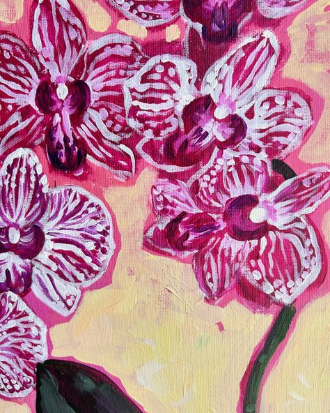 Orchid 30x40 cm Acrylic on canvas board 2024 Orchid Still Life, Orchid Painting Easy, Orchid Reference, Orchid Painting Acrylic, Orchid Artwork, Orchid Poster, Orchid Painting, Orchid Drawing, Orchid Art