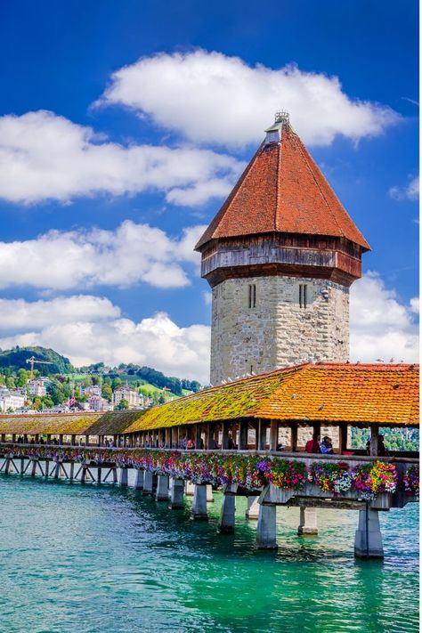 Snowcapped Mountains, Switzerland Photography, Lake Lucerne, Switzerland Cities, Lucerne Switzerland, Medieval Architecture, Cheap Holiday, Travel Brand, Switzerland Travel