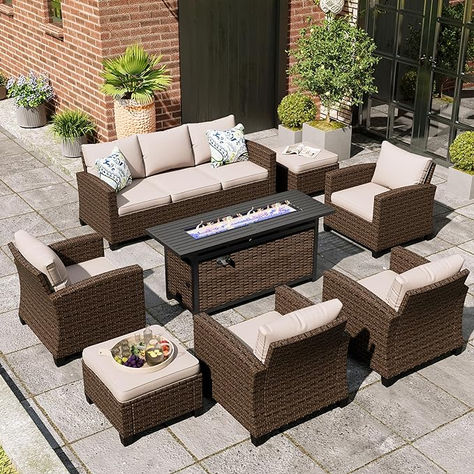 Table Beige, Outdoor Conversation Sets, Gas Fire Pit Table, Relaxing Outdoors, Outdoor Comfort, Patio Furniture Set, Backyard Deck, Single Chair, The Embrace