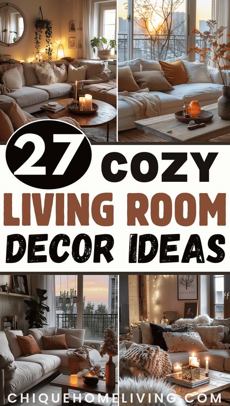 Are you looking for ways to make your living room the ultimate cozy retreat? Check out these 27 cozy decor ideas that will turn your space into a warm and welcoming haven. From plush throws and soft lighting to layered textures and earthy tones, find inspiration to create a living room that’s perfect for relaxing. Brightening Living Room Ideas, Fall Livingroom Ideas, Cozy Living Room Decor Ideas On A Budget, Cozy Livingroom Decor, How To Light Living Room, Cosy Front Room Ideas, How To Use Throws In Living Room, How To Make Your Living Room Cozy, Cozy Loft Ideas Upstairs