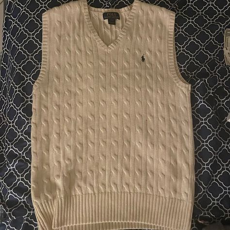 Polo Ralph Lauren Cream Knit Sweater Vest Polo Sweater Vest, Ralph Lauren Sweater Vest, Cream Knit Sweater, Knit Sweater Vest, Button Sweater, Ralph Lauren Sweaters, White Polo, Ralph Lauren Sweater, Knit Vest