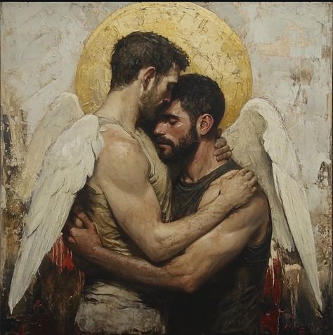 Justin Brown "Angels in America " Achilles And Patroclus Kiss, Angels In America, Male Angels, Justin Brown, Masculine Art, Male Angel, Sun Day, Gay Aesthetic, Queer Art