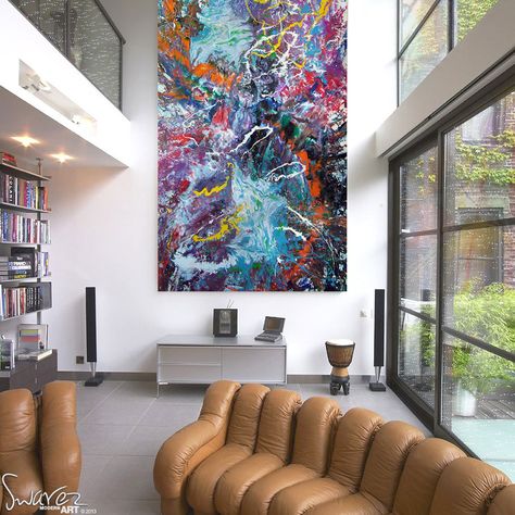 Living Room Colour Ideas, Stairwell Art, Room Colour Ideas, Gravity Art, Modern Living Room Colors, Furniture Store Interior, Altar Catholic, Living Room Colour, Large Modern Art