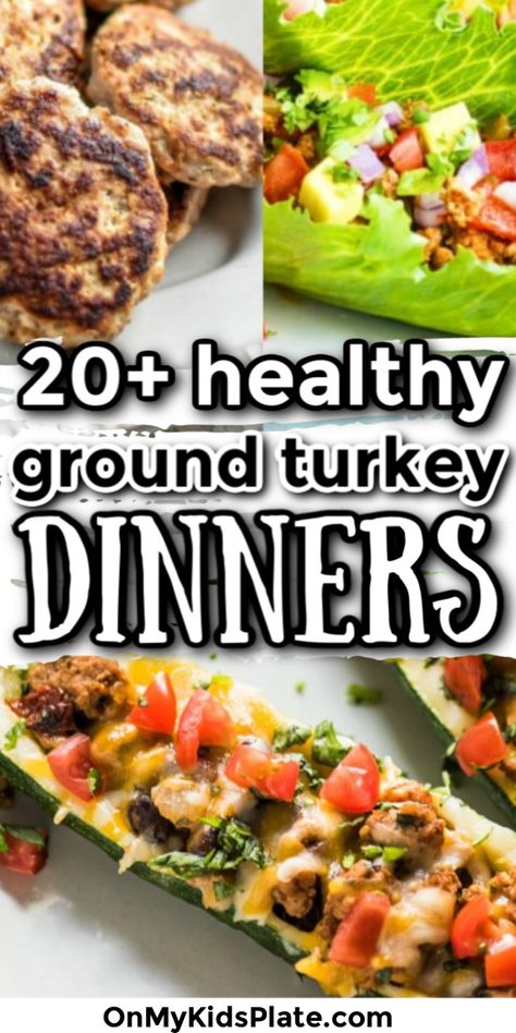 These easy and healthy ground turkey recipes are the best for dinner! Find ground turkey ideas for the crockpot, lean burgers for the BBQ, a casserole or an idea for a quick stovetop dinner that takes less then 30 minutes. The whole family including picky eaters will love the dinner recipes on this list. #onmykidsplate #turkey #dinnerrecipes #mealprep #crockpot #healthy #healthyrecipes #wholefoods #cleanrecipes Ground Turkey Recipes For Lunch Healthy, Ground Turkey Recipes Clean Eating, New Ground Turkey Recipes, Clean Recipes With Ground Turkey, Easy Meals To Make With Ground Turkey, Low Cholesterol Recipes Dinner Ground Turkey, Good Ground Turkey Recipes, Light Ground Turkey Recipes, Turkey Burger Meat Recipes