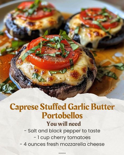 Mushroom Side Dishes, Mushroom Recipes Healthy, Stuffed Portobello, Stuffed Mushroom, Savory Appetizer, Portobello Mushroom, Veggie Dishes, Mushroom Recipes, Garlic Butter