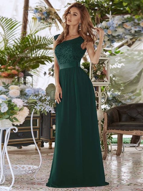 Classic Round Neck Backless Lace Bodice Bridesmaid Dress #quotes #workouts #cooking mother quotes, mother of the bride, mother gifts Morp Dresses, Dark Green Bridesmaid Dress, Gorgeous Bridesmaid Dresses, Formal Maternity Dress, Perfect Bridesmaid Dress, Lace Bridesmaids, Green Bridesmaid, Green Bridesmaid Dresses, Ever Pretty