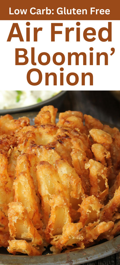 This Air Fried Blooming Onion recipe offers a delicious alternative to the traditional oil-fried version. With options in the recipe, you can easily make this tasty appetizer low-carb or gluten-free! Air Fried Crispy Onions, Baked Blooming Onion Recipe, Gluten Free Onion Rings Air Fryer, Tastefully Simple Onion Onion Copycat, Air Fry Blooming Onion, Air Fried Blooming Onion, Gluten Free Blooming Onion, Air Fry Appetizers, Air Fryer Onion Blossom