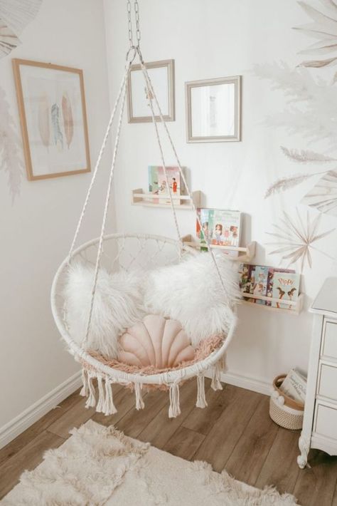 Swing Chair Bedroom, Bedroom Swing, Room Swing, Toddler Girl Room, Kids Bed, Girly Room, Preppy Room, Redecorate Bedroom, Cozy Room Decor