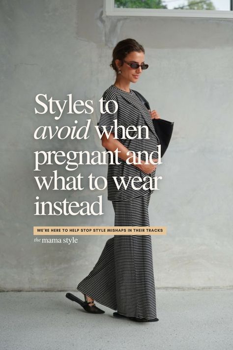 Pregnant and wondering what to wear? Here are the maternity styles to avoid and what you should wear instead to stay stylish and confident. Holiday Outfit Pregnant, Office Outfit Pregnant, Nonmaternity Maternity Outfits, Flattering Maternity Outfits, Petite Pregnancy Outfits, Pregnancy Skirt Outfits, Petite Maternity Outfits, Pregnant Office Outfit, Fashionable Maternity Outfits