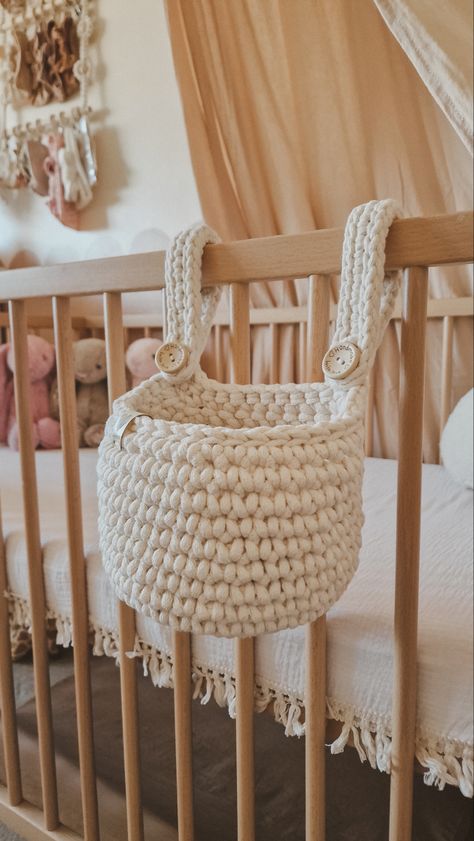 Crochet Crib Basket, Hanging Storage Baskets, Crochet Crib, Crib Storage, Basket Nursery, Baby Beds, Handmade Lavender Soap, Macrame Crochet, Macrame Baby