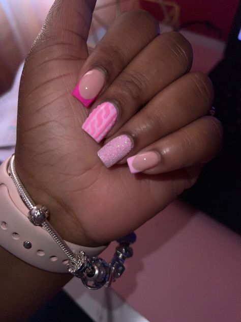 Nails Nail Ideas For Middle Schoolers, Pink Baby Shower Nails, Teacher Nail Art, Baby Shower Nails, Kids Nails, Girly Acrylic, Back To School Nails, January Nails