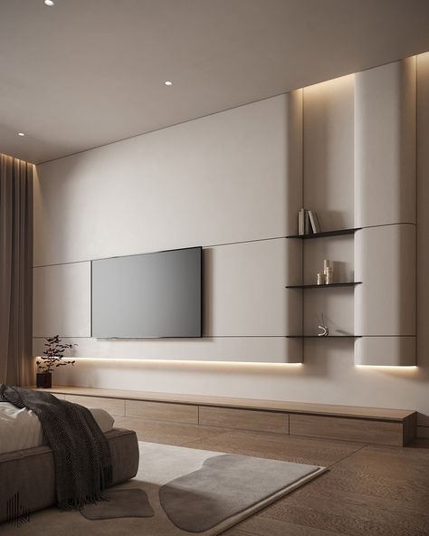 Minimal Bedroom :: Behance Tv Unit Minimal, Tv Unit Living Room Modern, Minimal Tv Unit Design, Minimal Tv Unit, Bedroom With Tv, Tv Unite, Tv Unit Wall, Minimal Houses, Minimal Bedroom Design