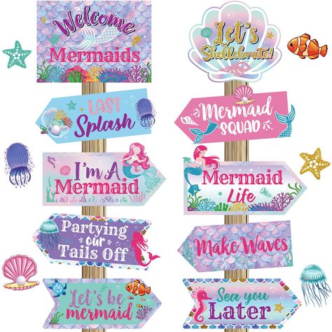 PRICES MAY VARY. Make your party more memorable: there are 10 different styles of mermaid bathroom decors, 2 of each style, 20 in total; You can use these cute mermaid birthday photo booth props to decorate your theme party, which will make your party and celebration more memorable Exquisite design: each mermaid decor uses different elements, such as cute mermaid tail, scallop, pearl, small fish and other patterns, with different slogans, so that you can fully feel the breath of the ocean; These Little Mermaid Decorations, Mermaid Party Games, Mermaid Party Food, Mermaid Birthday Decorations, Mermaid Party Supplies, Mermaid Birthday Party Decorations, Mermaid Theme Birthday Party, Ocean Mermaid, Mermaid Party Favors