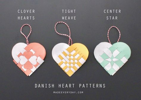 How to make Danish Heart Baskets - a holiday tutorial on MADE Everyday with Dana Willard Danish Woven Hearts Patterns, Danish Heart Ornament, Woven Hearts Pattern, Danish Crafts, Heart Weaving, Danish Heart, Ornament Shapes, Woven Heart, Danish Christmas