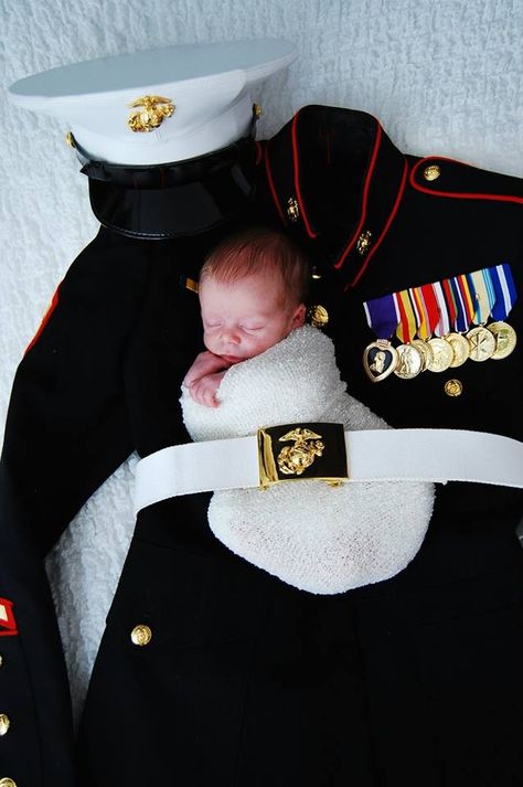 Newborn Marine Corps Photos, Marine Newborn Pictures, Marine Gender Reveal Ideas, Marine Ball Pictures, Marine Family Pictures, Military Newborn Pictures, Usmc Baby, Marine Corps Baby, Marine Corps Wedding