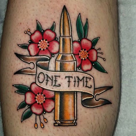 Traditional Banners Tattoo, Traditional Bomb Tattoo, Banger Tattoos, Bullet Tattoo, American Tattoos, Sleeve Ideas, Traditional Tattoo Design, Sleeves Ideas, Traditional Tattoos