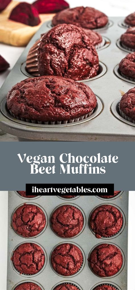 These chocolate beet muffins are easy to make and completely plant-based! These muffins are a sweet treat with hidden veggies, perfect for a healthy snack! Chocolate Beet Muffins, Beet Muffins, Whole Wheat Muffins, Apple Cinnamon Muffins, Beet Recipes, Homemade Muffins, Learn To Live, Iron Rich Foods, Hidden Veggies