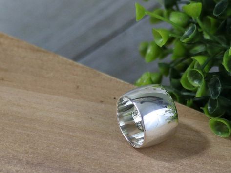 KAYE Ring Wide Sterling Silver Ring Smooth Polished Low | Etsy Sailor Bracelet, Wide Silver Band, Plain Silver Rings, Sterling Silver Jewelry Rings, Small Hand Tattoos, Sterling Silver Rings Bands, Jewelry Boards, Ring Pictures, Cool Gadgets To Buy