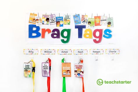 Printable Brag Tags - Classroom Reward System Ideas Brag Tags Display, Nurture Room, Classroom Management Rewards, Classroom Reward System, Classroom Incentives, Visible Learning, Brag Tags, Notes To Parents, Intrinsic Motivation