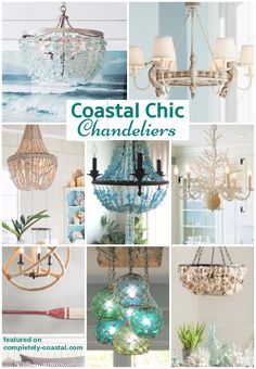 Chandelier For Foyer Entryway Coastal, Diy Coastal Chandelier, Coastal Dining Room Chandelier Ideas, Coastal Bedroom Chandelier, Coastal Dining Room Lights, Sea Glass Light Fixture, Beach House Lighting Ideas, Coastal Entryway Chandelier, Coastal Hanging Light Fixtures