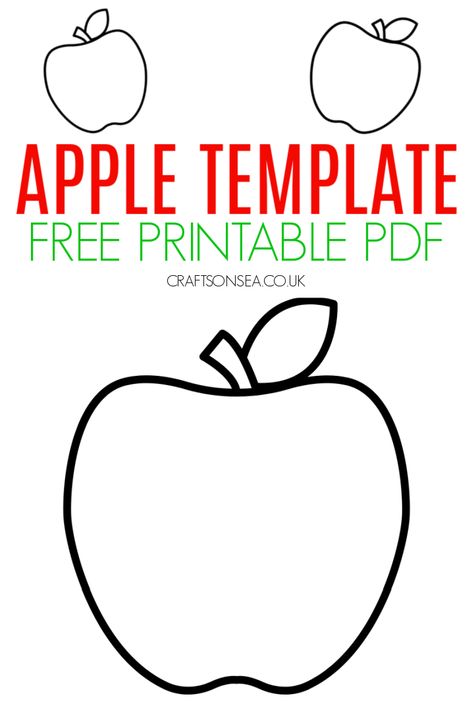 apple template free printable PDF Preschool Apples Crafts, Apple Labels Free Printable, Apple Name Craft Template, Apple Art Crafts Preschool, Caramel Apple Craft Preschool, Johnny Appleseed Crafts For Toddlers, Apple Leaf Template Free Printable, Apples Prek Activities, Printable Apples Free