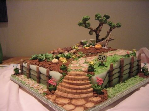 So cool Funny Bday Cake, Gardener Cake, Meadow Cake, Creative Plating, Outrageous Cakes, Garden Theme Cake, Picnic Cake, Music Cakes, Garden Cake