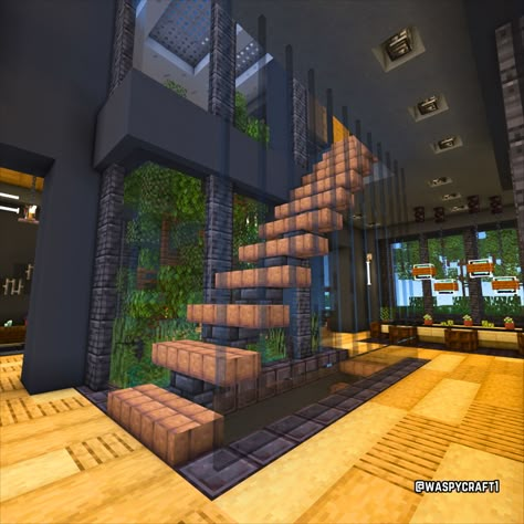 Modern LA Mansion build Download link in bio. Built with reduxmc, terrain by airtugmc, cars from Nikkumc Stairs In Minecraft House, Minecraft Modular House, Modern Minecraft Stairs, Minecraft Home Blueprints, Minecraft Realistic Houses, Minecraft Modern Wall, Modern Homes Minecraft, Cool Minecraft House Ideas Modern, Modern Buildings Minecraft