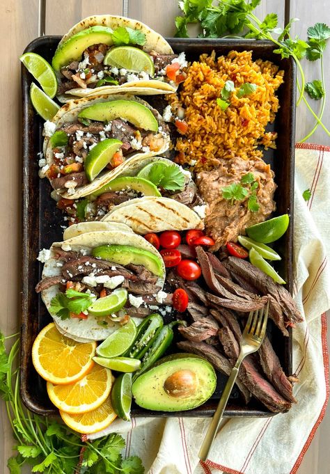 Small Taco Bar, Taco Bar Ideas, Carne Asada Street Tacos, Asada Street Tacos, Street Taco, Healthy Mexican, Chicken Steak, Street Tacos, Marinated Steak