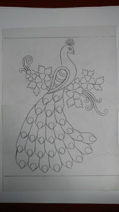 Peacock Drawing With Colour, Small Flower Drawings, Rose Outline Drawing, Fabric Colour Painting, Peacock Drawing, Pencil Drawing Images, Flower Pattern Drawing, Glass Painting Patterns, Bracelets Tutorial