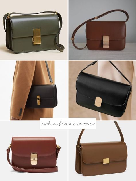 The Best Celine Classic Box Bag Dupes - whatveewore The Curated Bag, Classic Handbags Designer, Structured Crossbody Bag, Celine Classic Box Bag Outfit, Classic Box Bag, Minimalist Black Crossbody Bag, Classic Bags Timeless, Celine Box Bag Outfit, Minimal Handbag