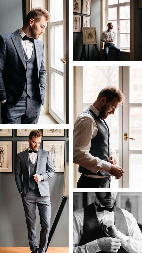 Groomsmen Poses With Groom, Groom Wedding Prep Photos, Groom Portraits Groomsmen, Wedding Groom Pictures, Groom Posing Ideas, Mens Wedding Photos, Groomsman Poses Photo Ideas, Groom Wedding Portraits, Groomsmen Detail Photos